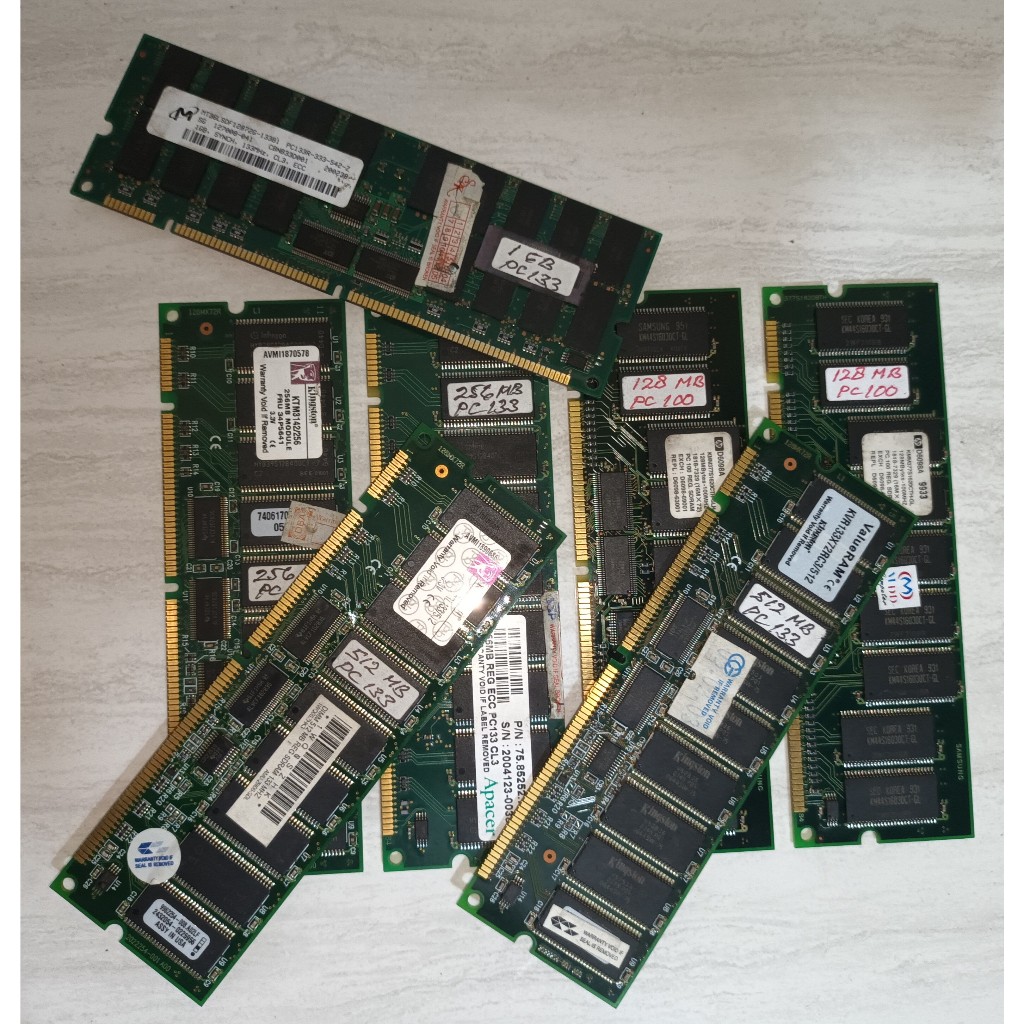RAM/MEMORI SDR SERVER 128/256/512 MB & 1 GB PC 100/133 Second Untuk Komputer PC-Desktop-Foto Copy dl