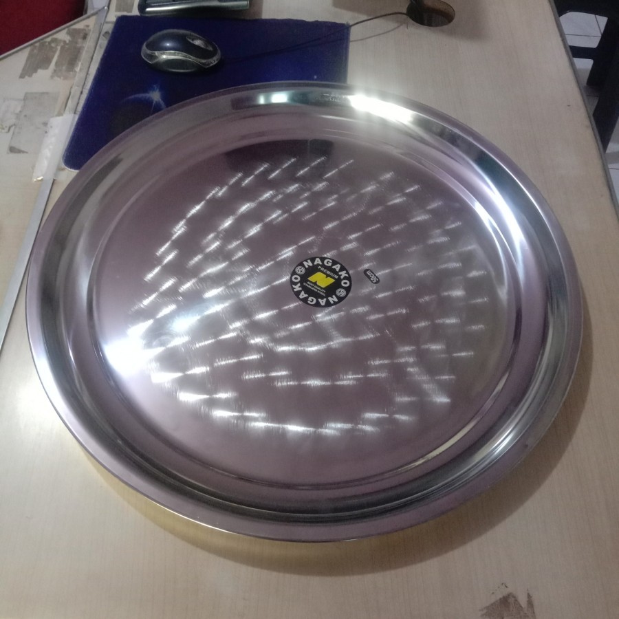 Tampah stainless nampan bulat diameter 60cm 50cm 45cm 40cm 35cm Loyang NAGAKO