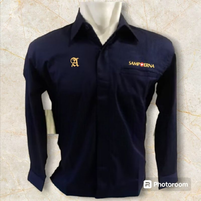 Kemeja SAMPOERNA Seragam Sampoerna Hitam Lengan Panjang