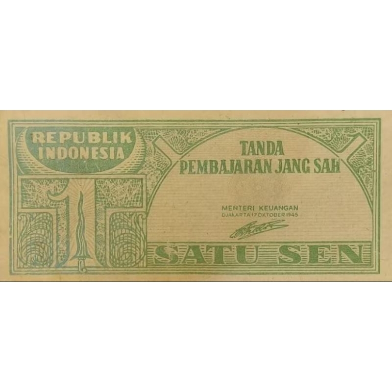 Uang Kuno Indonesia 1 sen Ori 1945 oeang Republik Indonesia Dijamin Original 100% Kondisi AXF utuh