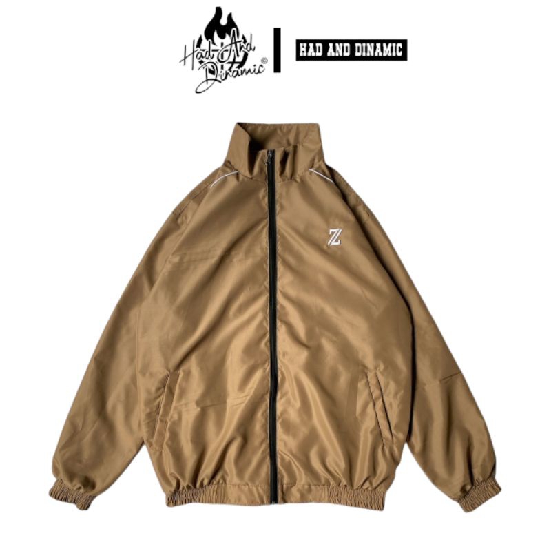 Jaket Parasut Windbreaker Jaket Running Tracktop Pria Wanita Cream