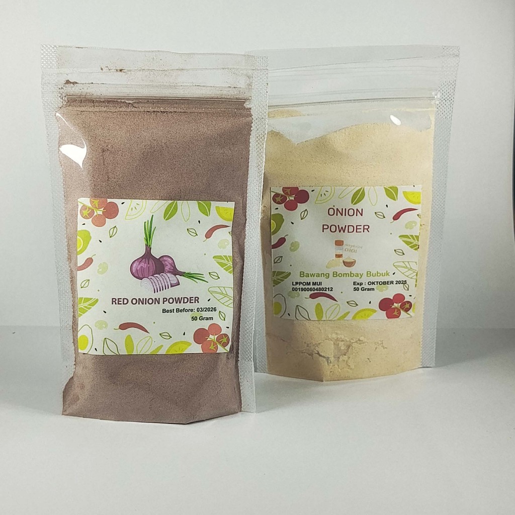 

Bawang Bombay Bubuk / Onion Powder Dan Red Onion Powder ukuran 50 - 100 gram