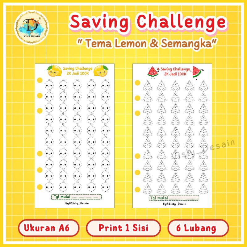 

Loose Leaf Binder Saving Challenge A6 Tema Lemon dan Tema Semangka / Isi Binder A6 / Loose Leaf / Budget Planning