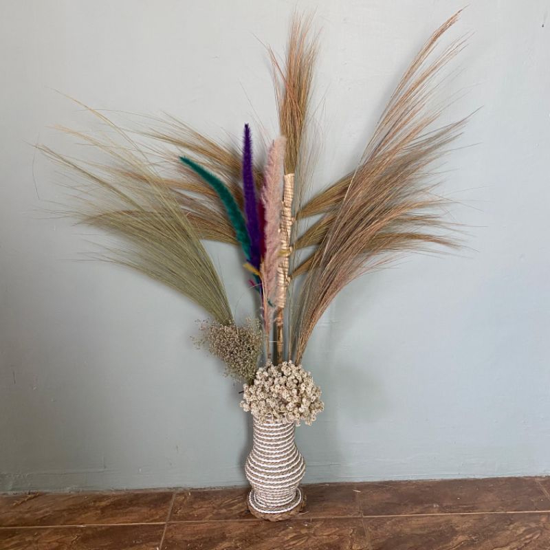 paket hiasan ruang tamu dan vas 25 cm BUNGA KERING aesthetic sudut ruang tamu