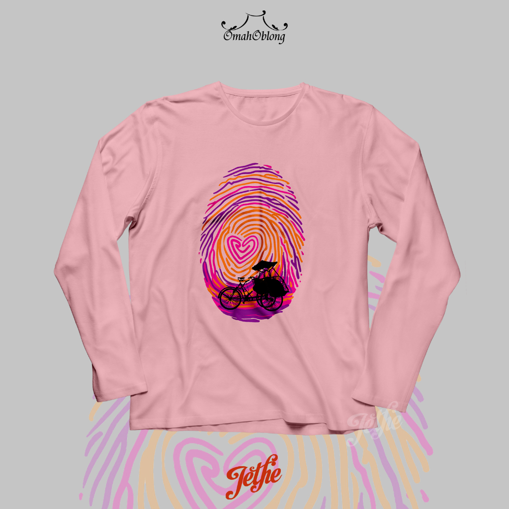 Kaos SLIMFIT Lengan Panjang by Omah Oblong Jogja Seri Jogja T-Shirt 'FINGER PRINT' Baju Dewasa Wanit