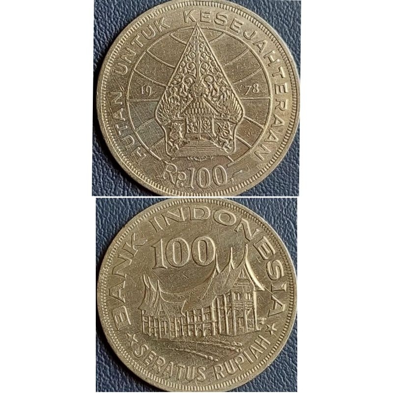 Koin Kuno Indonesia 100 Rupiah Tahun 1978 Tebal Kondisi Koin utuh Dijamin Original 100%