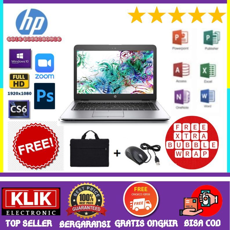 TERMURAH  Laptop Hp Elitebook 840 -CORE i5 GEN 6/ RAM 8GBSSD - 256GB / WIN 10 / 14 INCH / Bonus Tas 