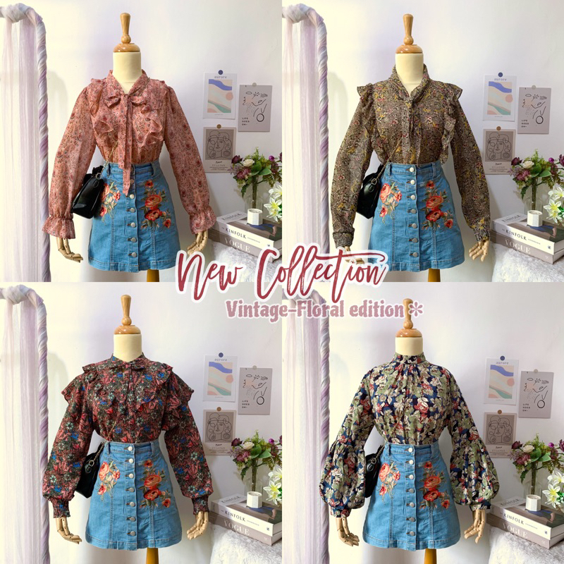 KOREAN BLOUSE VINTAGE (BAJU KOREA BLOUSE BUNGA BLOUSE VINTAGE)