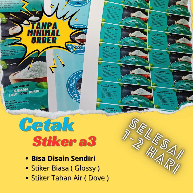 

Cetak Label Stiker a3 Makanan Minuman Dll ( Tanpa Minimal Order )