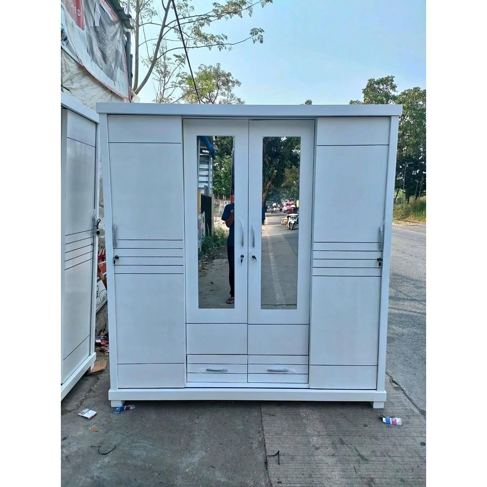 Lemari Pakaian Sliding 4 Pintu / Lemari Baju Sleding Minimalis / Rak Lemari Baju Gamis