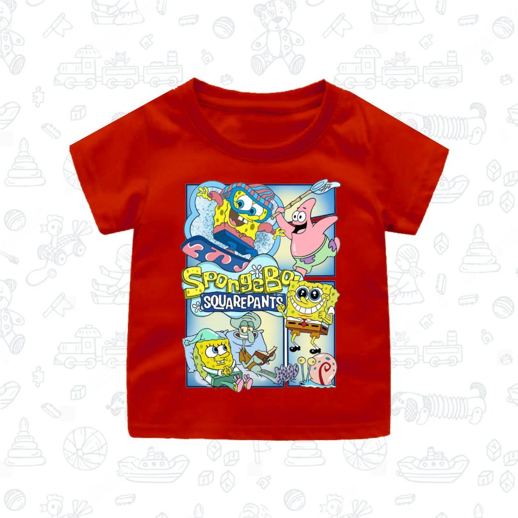KAOS / BAJU ANAK SPONGEBOB TERBARU UMUR 1 2 3 4 5 6 7 8 9 10 11 12 TAHUN
