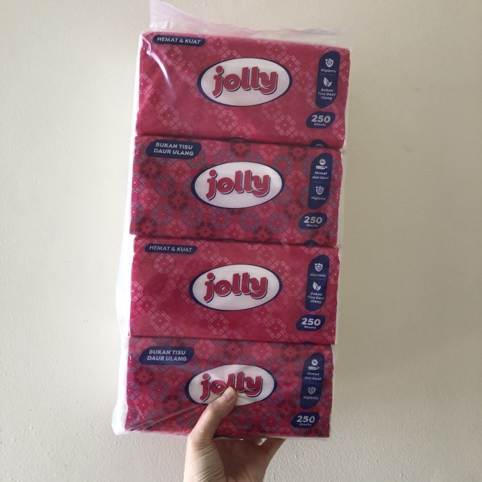 JOLLY (4 PCS) 250 SHEETS TISSUE TISU FACIAL SOFT PACK 2 PLY