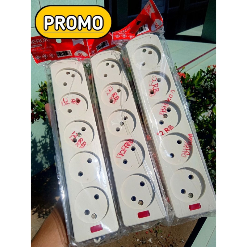 stopkontak 5 lubang datar terminal kuningan