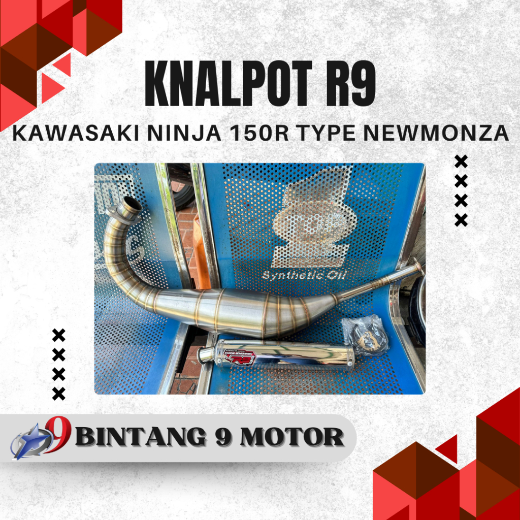 KNALPOT R9 KAWASAKI NINJA 150R TYPE NEW MONZA-BINTANG SEMBILAN MOTOR