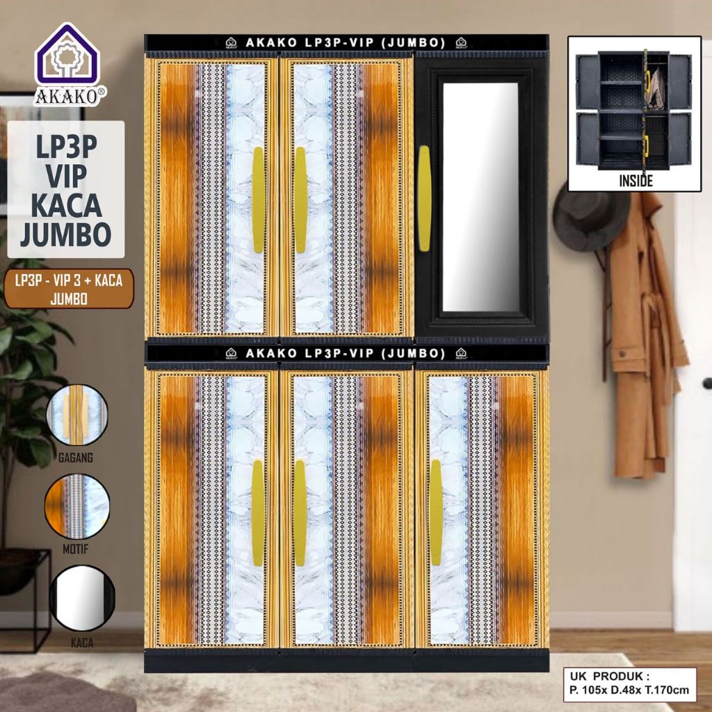 LEMARI PLASTIK LP3P VIP KACA AKAKO