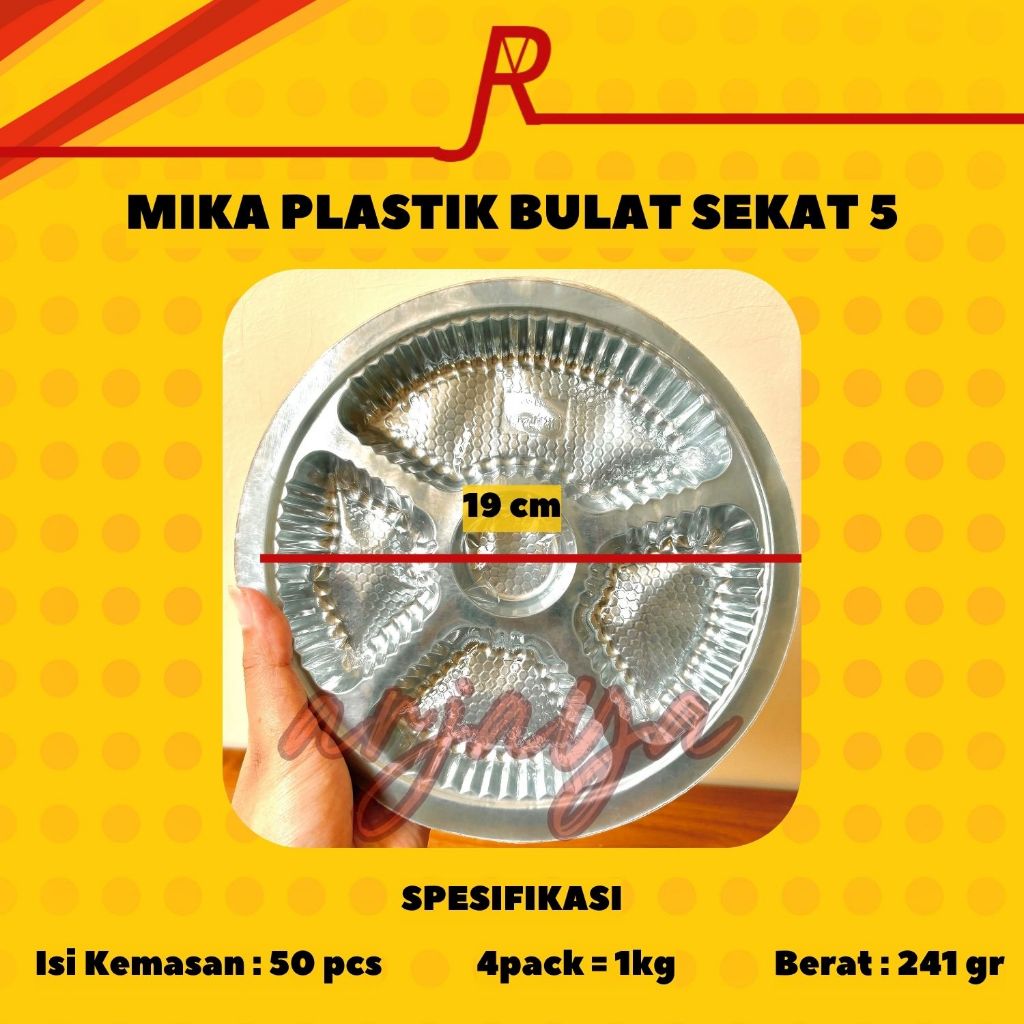 [Isi 50 pcs] Mika Plastik Bening Bulat Sekat 5 Tempat Telur Wadah Makanan Tebal Murah