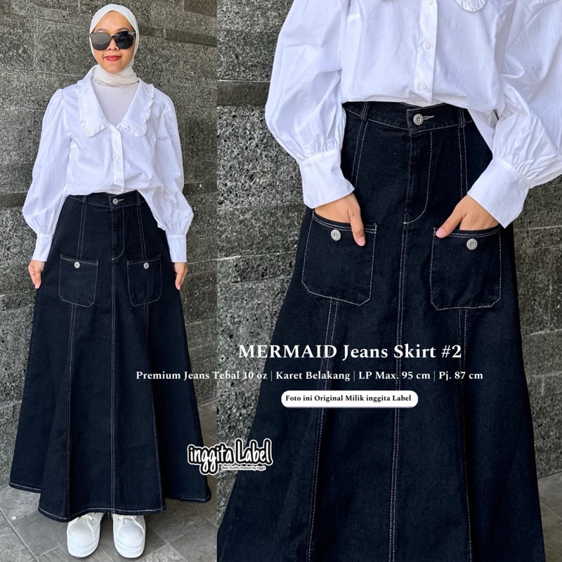 ROK JEANS WANITA || MERMAID JEANS SKIRT by INGGITA LABEL