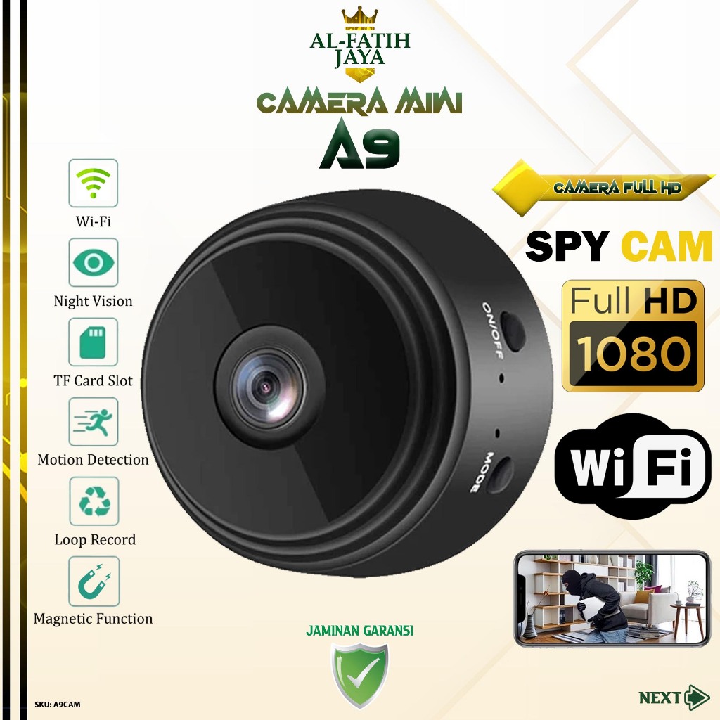Camera A9 Mini Spycam WiFi HD 1080P Smart Kamera CCTV Kecil Wireless Kamera Pengintai DVR Infrared N
