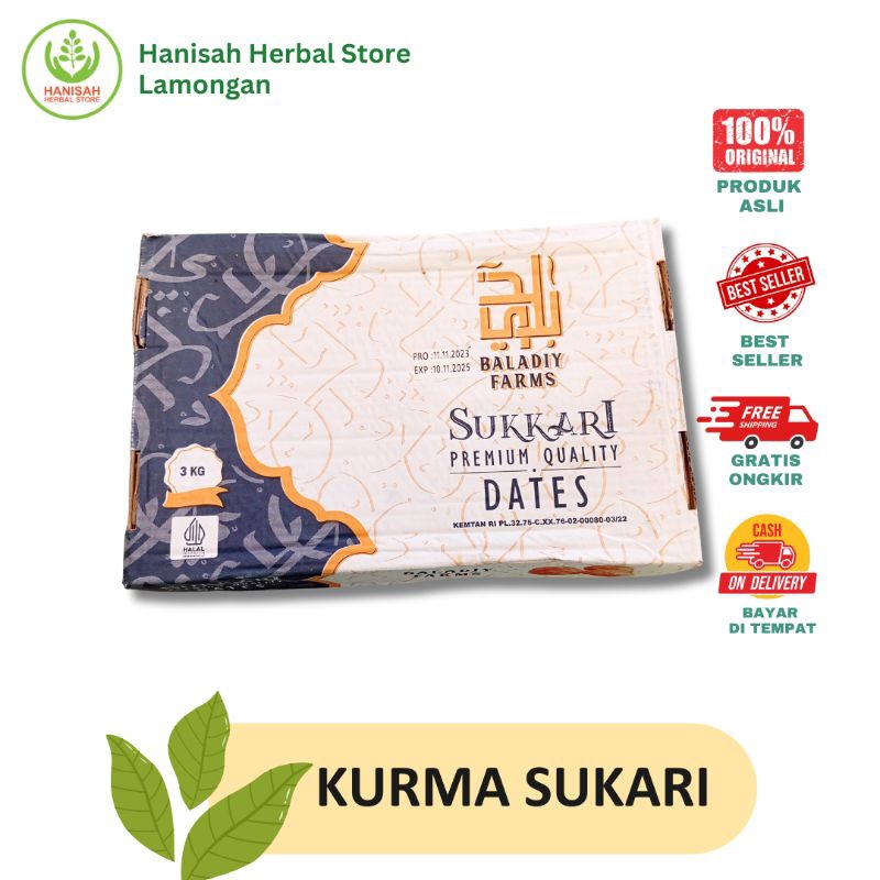 

Kurma Sukkari Premium Quality 1 Dus Kemasan 3Kg