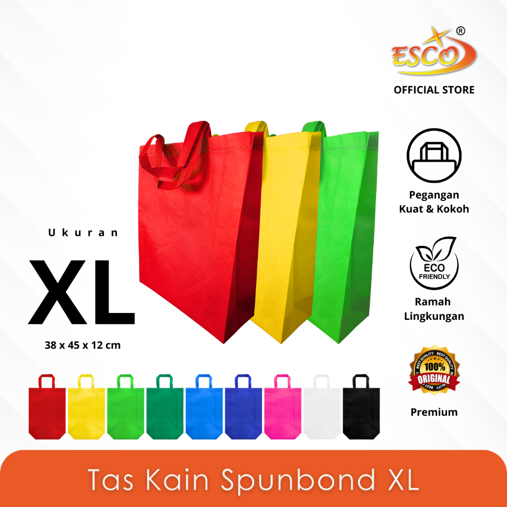 

ESCO Tas Kain Spunbond Ukuran XL / Kantong Belanja / Tas Go Green / Reusable Goodie Bag TAS-04-XL
