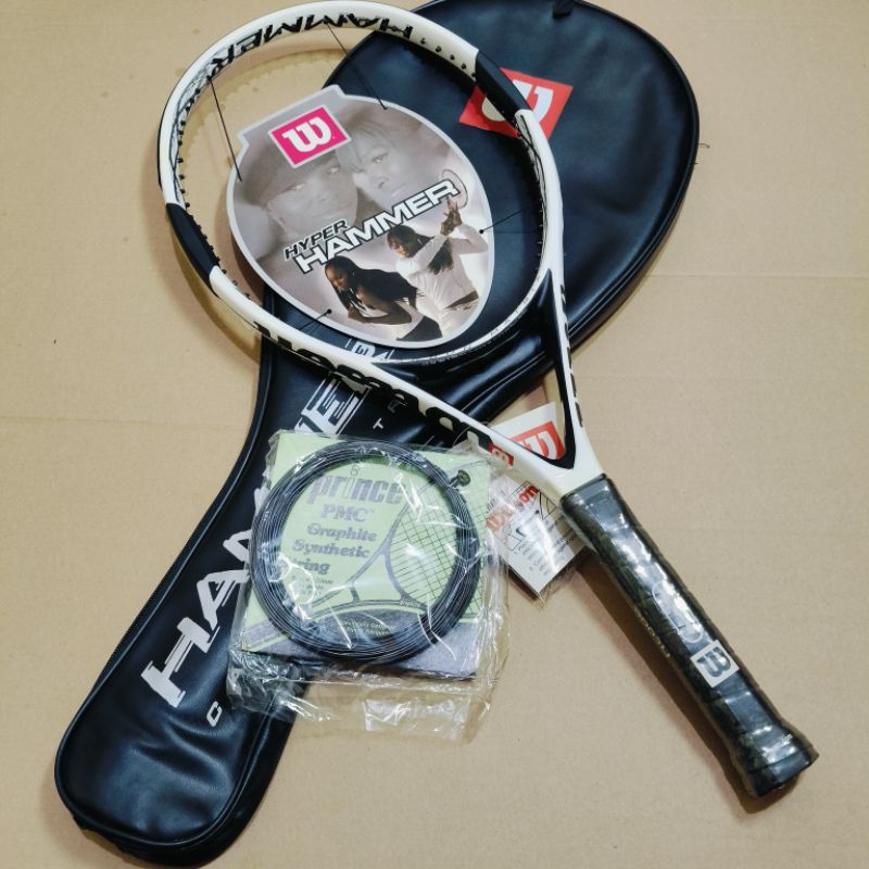 RAKET TENIS WILSON HAMMER MATRIX 6 CARBON  WHITE FULL SET TAS DAN GRIP