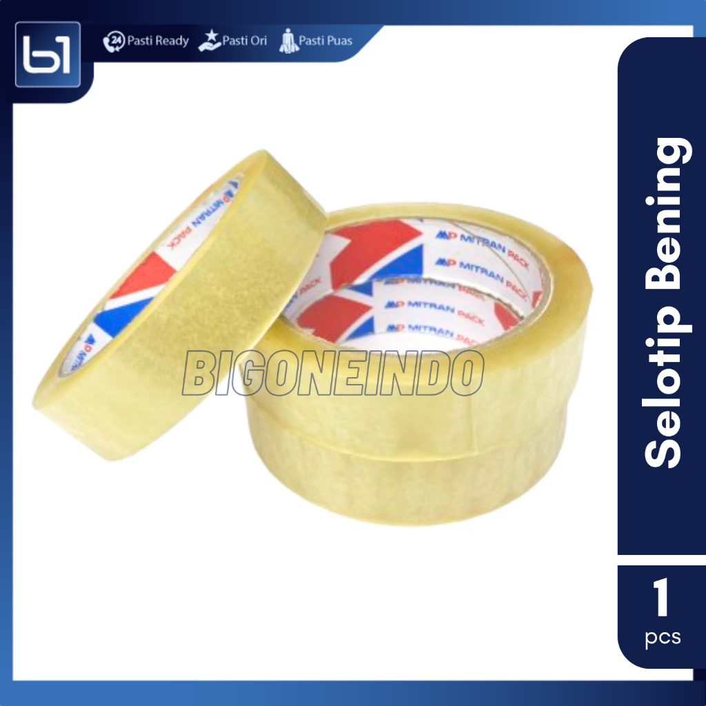 

Selotip Bening 1 Inch 25mm x 72 Yard, Solasi OPP Tape Setara Daimaru