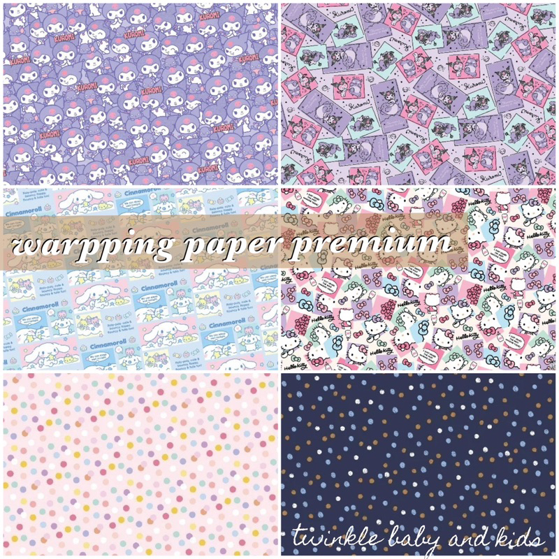 

KERTAS KADO ANAK PATTERN KARAKTER LUCU PRINCESS KORUMI MELODY CINNAMOROLL POLKADOT VALENTINE WARPPING PAPER