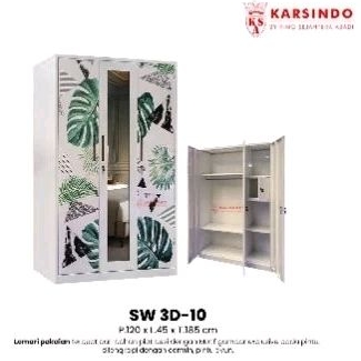 LEMARI PAKAIAN IMPORT BESI 3 PINTU / LEMARI BAJU IMPOR BAHAN PLAT BESI 3 PINTU