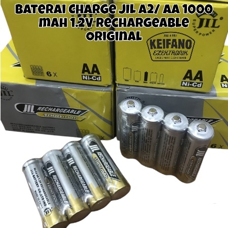 Baterai Cas Charge JIL A2/ AA 1000 mAh 1.2V Rechargeable Original (4pcs)