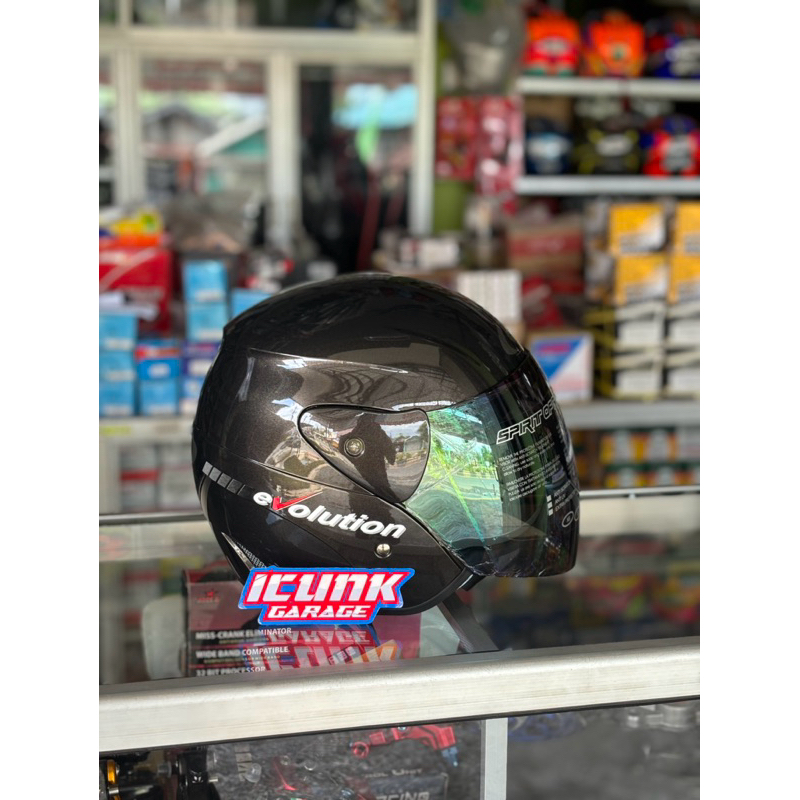 helm GM EVOLUTION gun metal / dark grey / silver gelap ORIGINAL GM produk terbaru