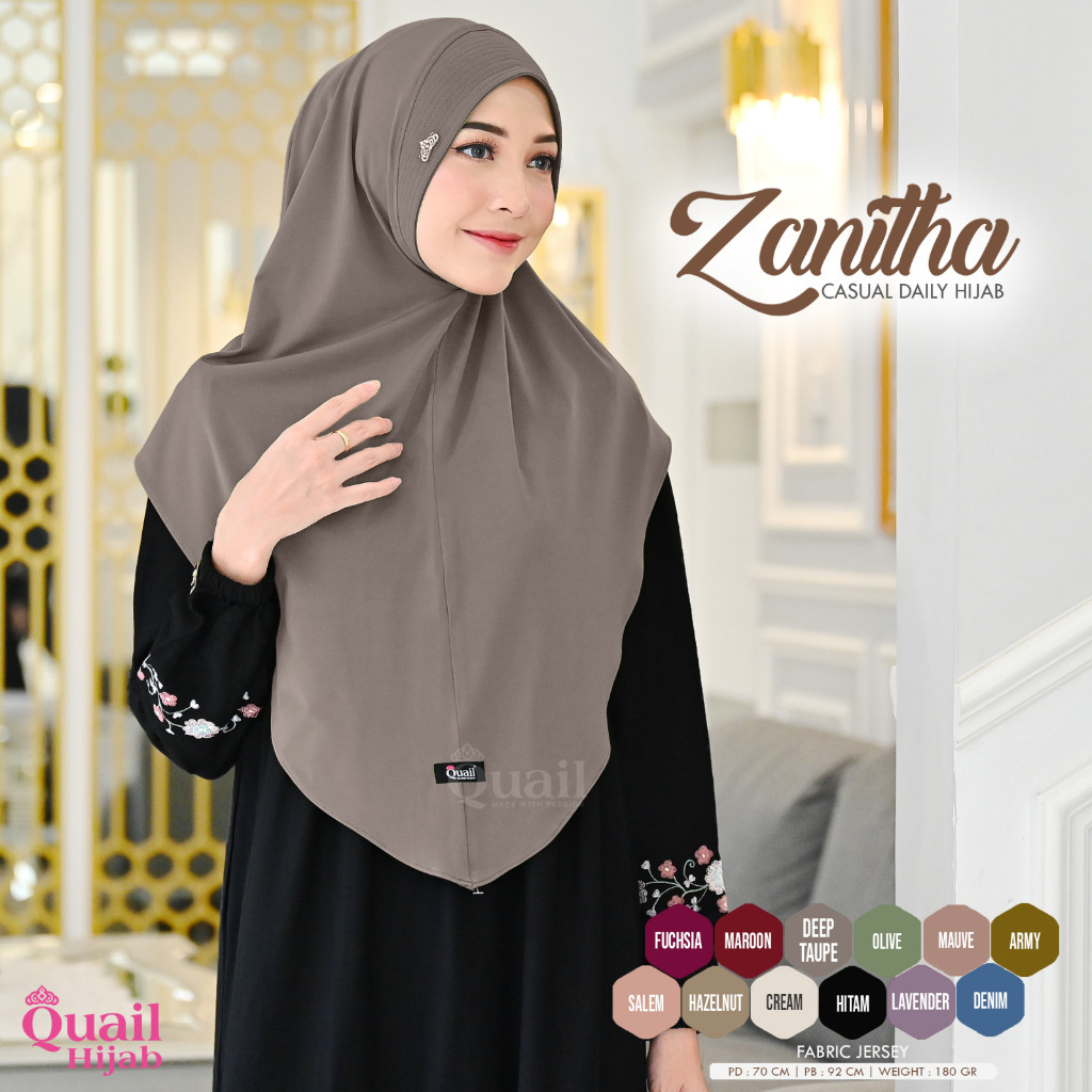 ZANITHA Softpad Casual Daily Hijab Jersey by Quail Hijab Ori Murah