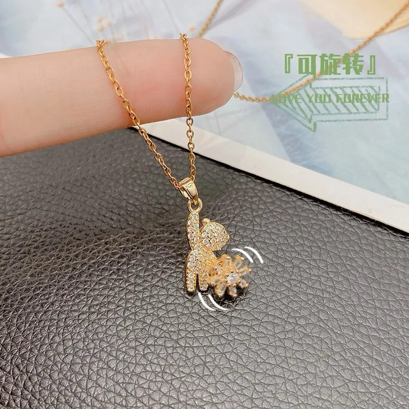 Kalung Liontin bear Permata Gold Titanium