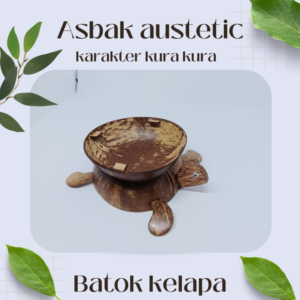 Asbak batok kelapa / asbak karakter kura - kura / asbak aesthetic unik / asbakrokok unik / asbak can