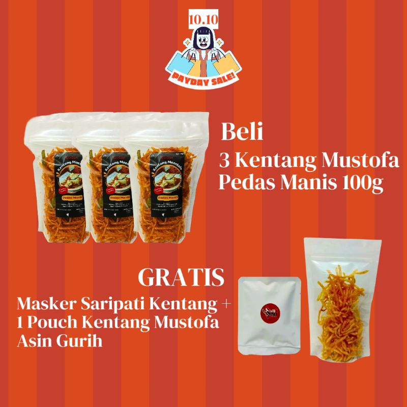 

Paket 3pcs Kentang Mustofa Pedas Manis 100g