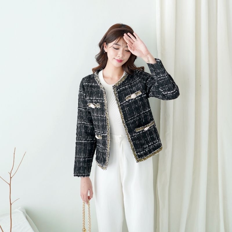 MISWEN Thalia Blazer - Blazer Casual Tweed Wanita Outer Blazer korea Kasual Long Sleeve