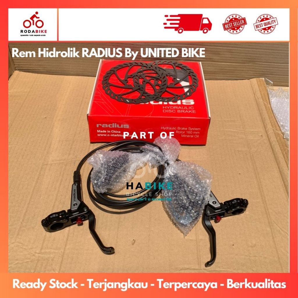 Discbrake Hidrolik Rem Sepeda Full Set Hidrolik Merk Radius By UNITED BIKE Rem Sepeda Hydraulic M860