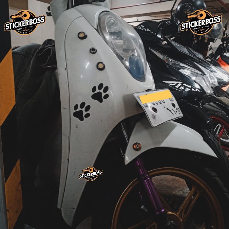 Sticker Motor Telapak Kaki Kucing Lucu - Stiker Mobil Motor