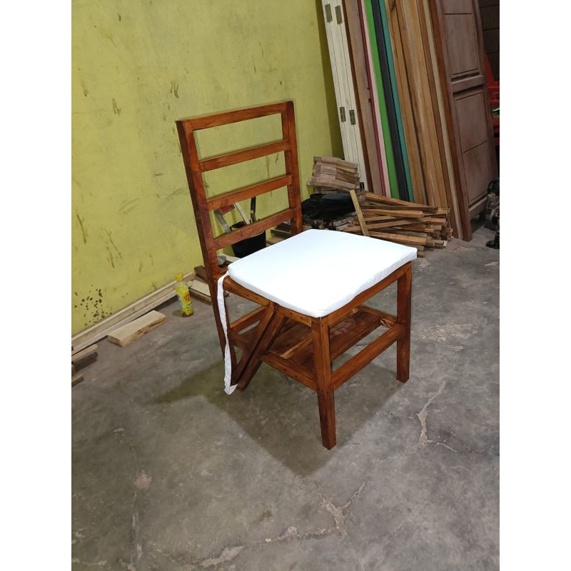 kursi tangga bangku tangga kayu mahoni