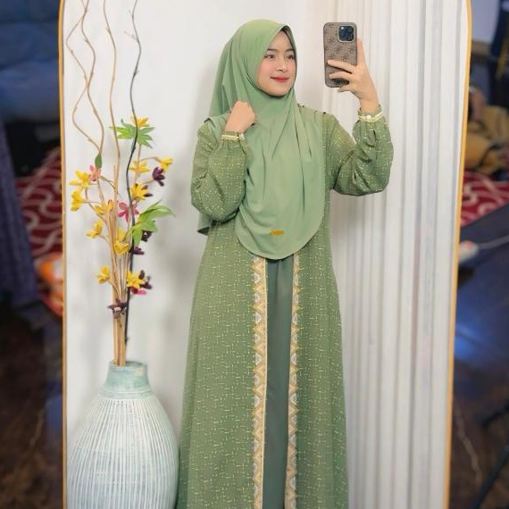 dress motif printing shakila premium / dress abaya gamis printing shakila premium