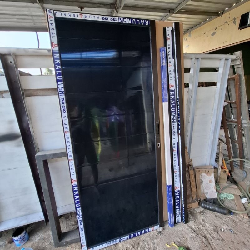 PINTU SLIDING ALUMUNIUM SET KUSEN UK.80X200