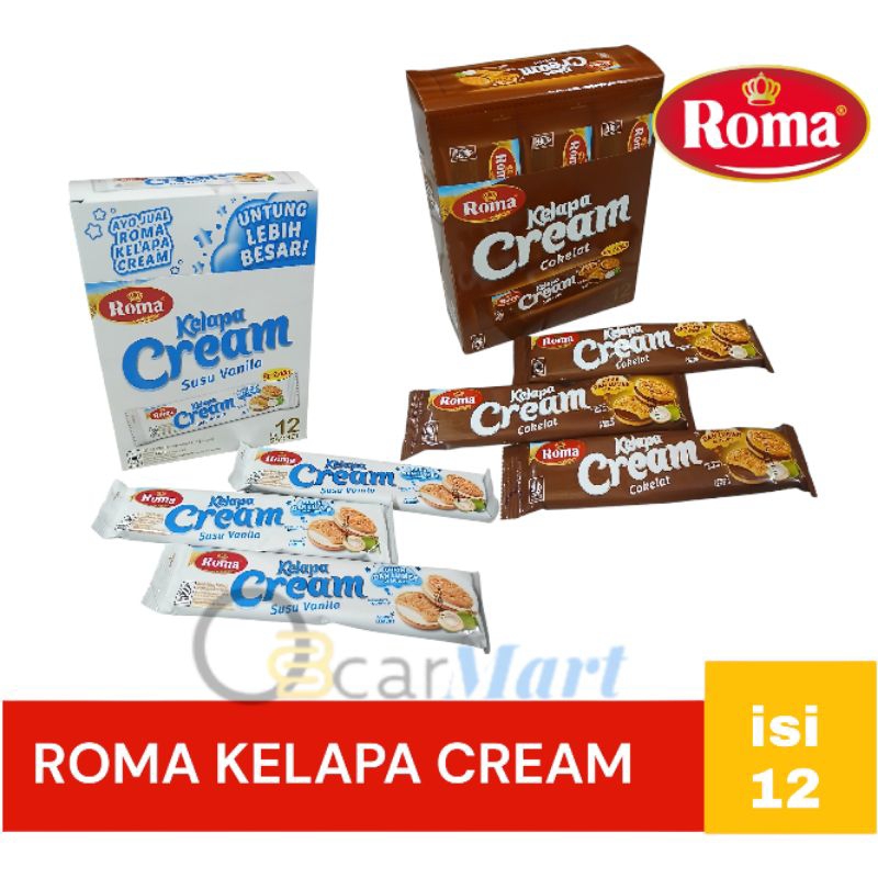 

ROMA KELAPA CREAM Biskuit Coklat Vanila 1 Box isi 12 Sachet 42gr