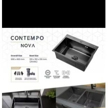 Sink Tempat Cuci Piring Royal Contempo Nova Warna Hitam