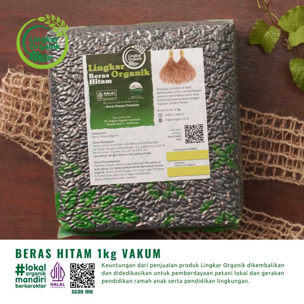 

beras organik hitam lingkar organik 1kg vakum