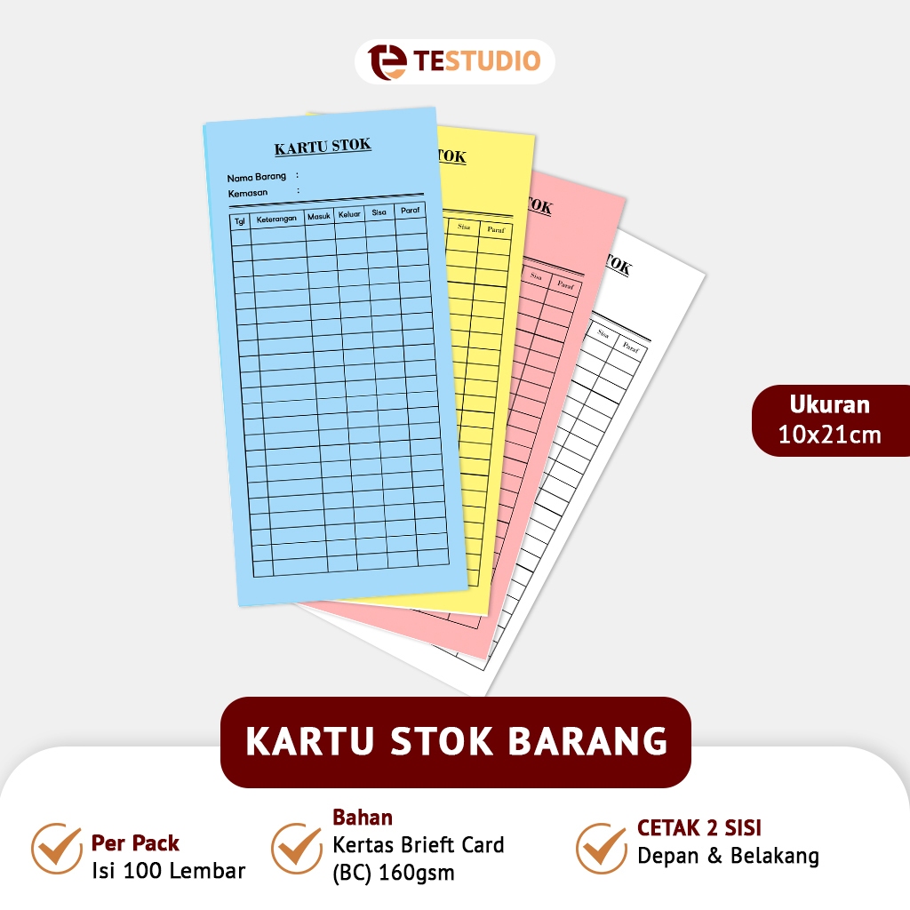 

TeStudio - Kartu Stok Barang / Kartu Stok Obat Isi 100 Lembar ( CETAKAN BOLAK BALIK)