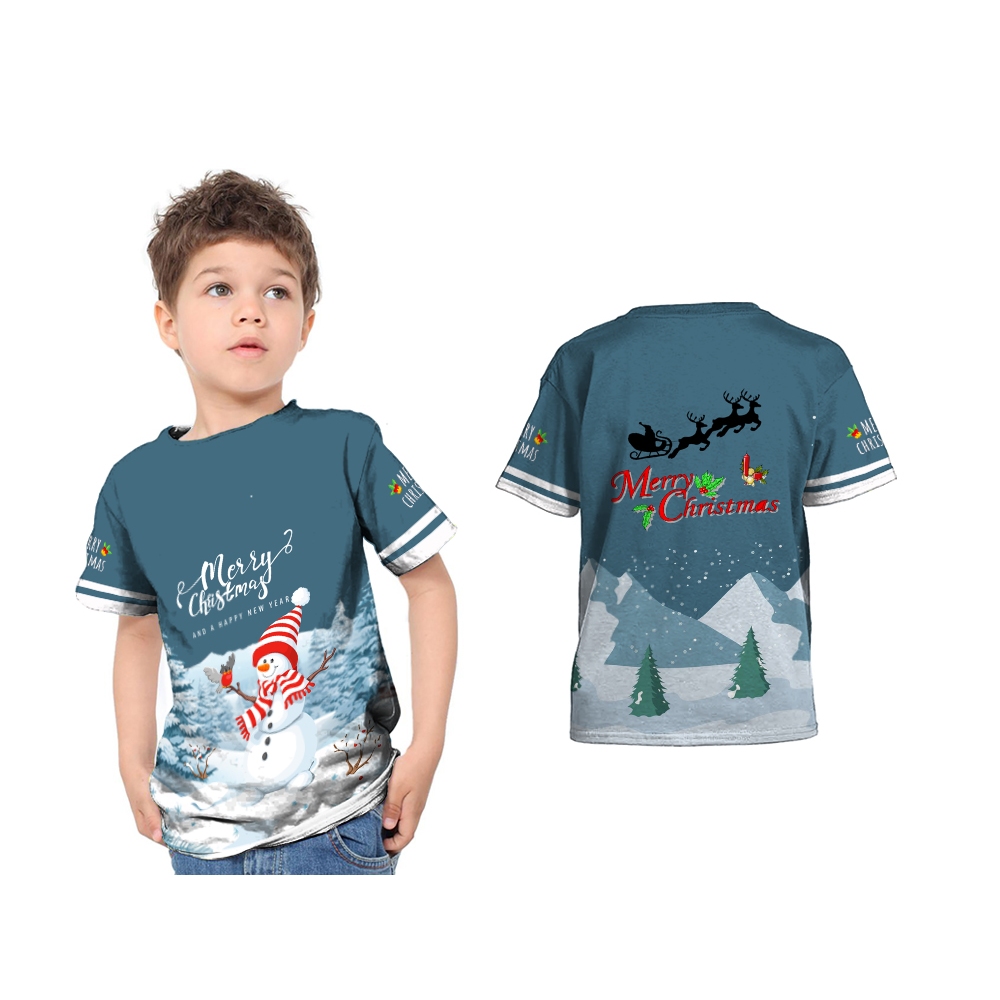 Kaos Baju Anak Merry Christmas Fullprint / Baju Natal 2024 / Kaos Natal Anak / Baju Merry Christmas