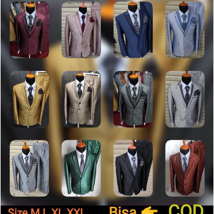 KODE T94F 1 stel Jas pengantin semi WOOL kilap Jasa Pria Stelan Jas nikah Blazer Jas manten jas mura