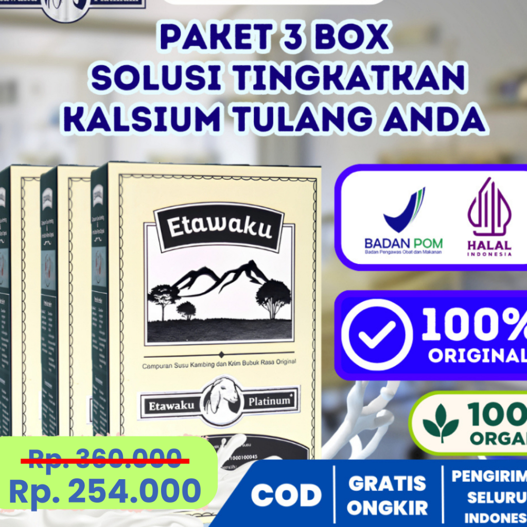 

Paket 3 Box Etawaku Susu Kambing Etawa | Solusi Meningkatkan Kalsium Pada Tulang dan Atasi Osteoporosis