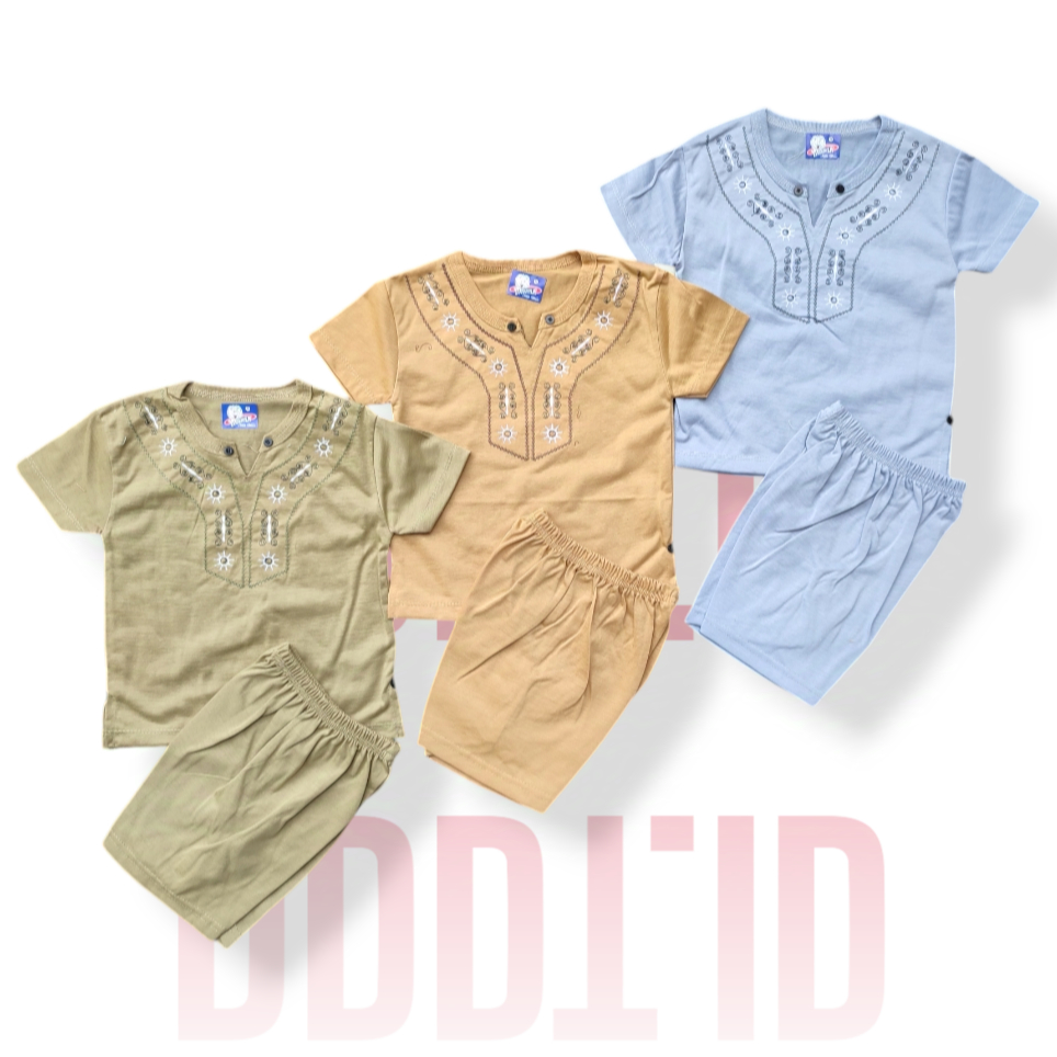 Setelan Baju Anak Laki Laki Baju Muslim Anak Baju Koko Tangan Pendek Kaos Oblong Anak