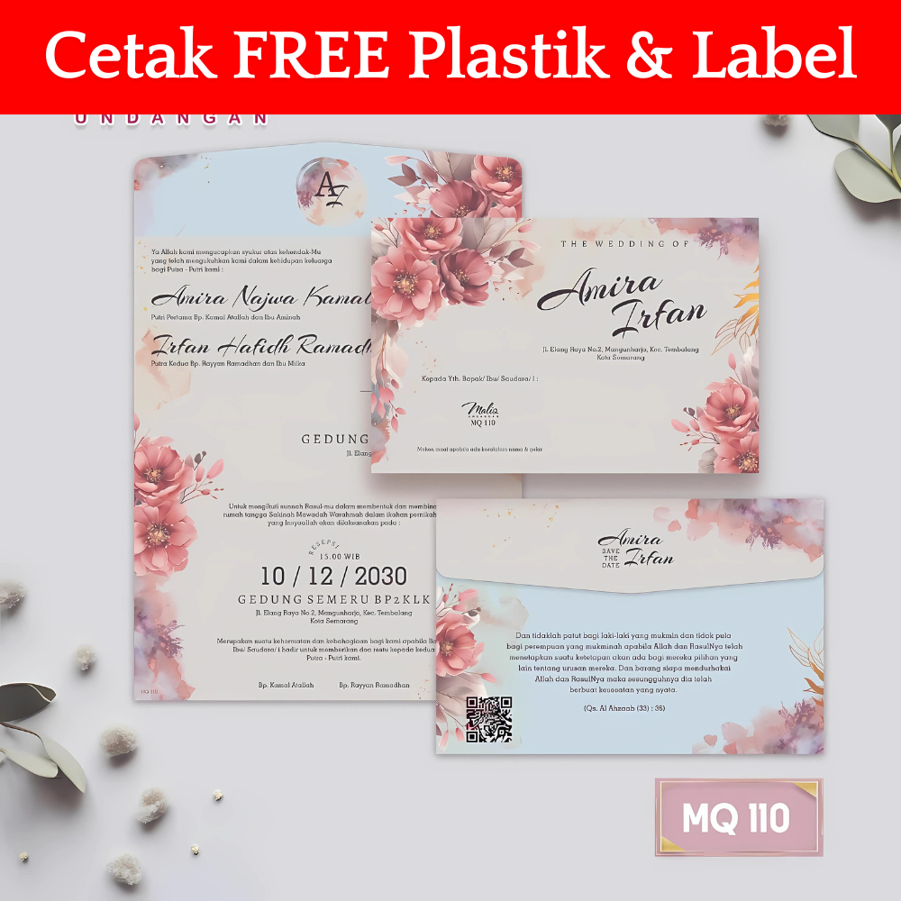 MALIQ 110 | Undangan Pernikahan Sudah Cetak Siap Pakai Gratis Plastik dan Label | Kertas Blangko Und