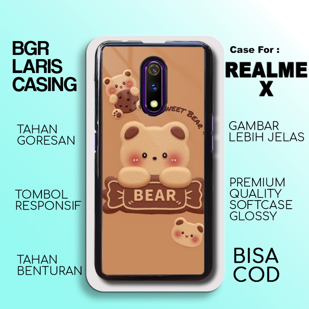 Casing Realme X Terbaru Beruang Lucu Case Realme X Termurah Hardcase Softcase Glossy Terlaris